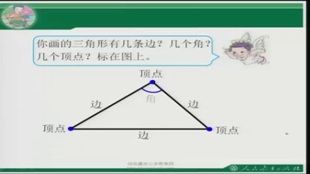 人教版小学数学四下《三角形的认识》教学视频，天津马富静