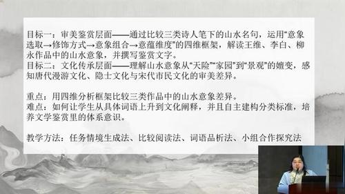《唐宋词山水意象对比与文化嬗变》部编版高中语文选择性必修下2026第七届文乐杯说课视频